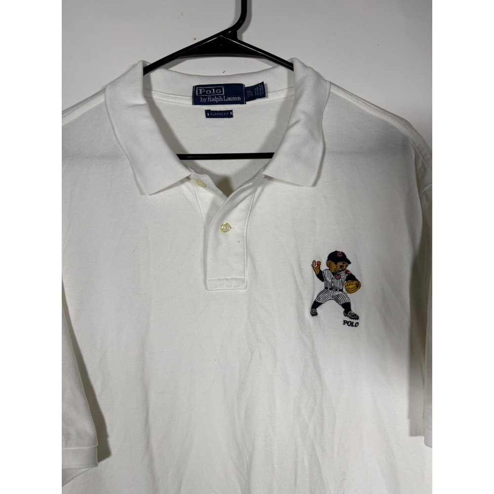 Polo Ralph Lauren Chicago Cubs Polo Bear Shirt White Mens XXL Classic Fit MLB